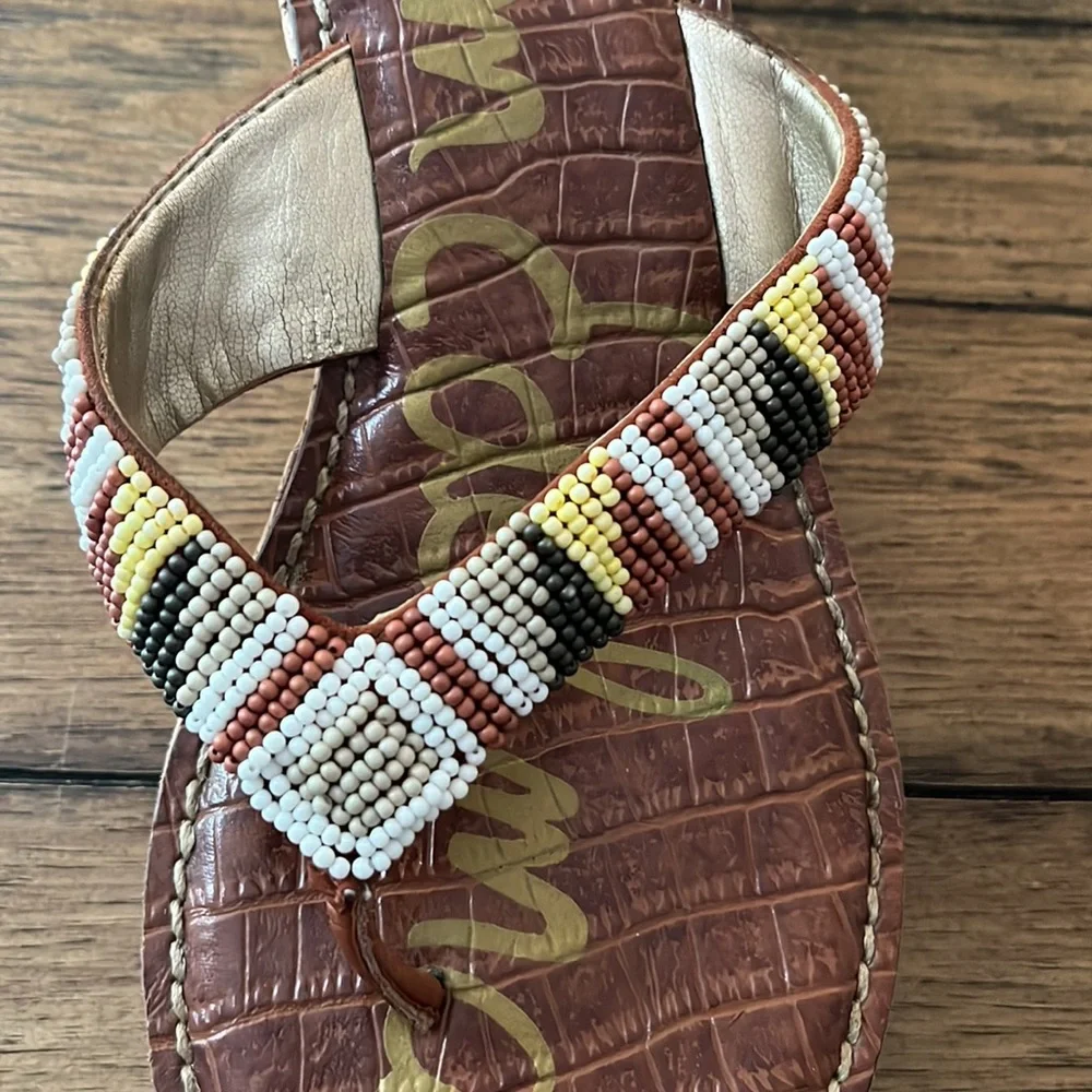 Beaded Sam Edelman Wedged Sandals - Picture 5 of 7